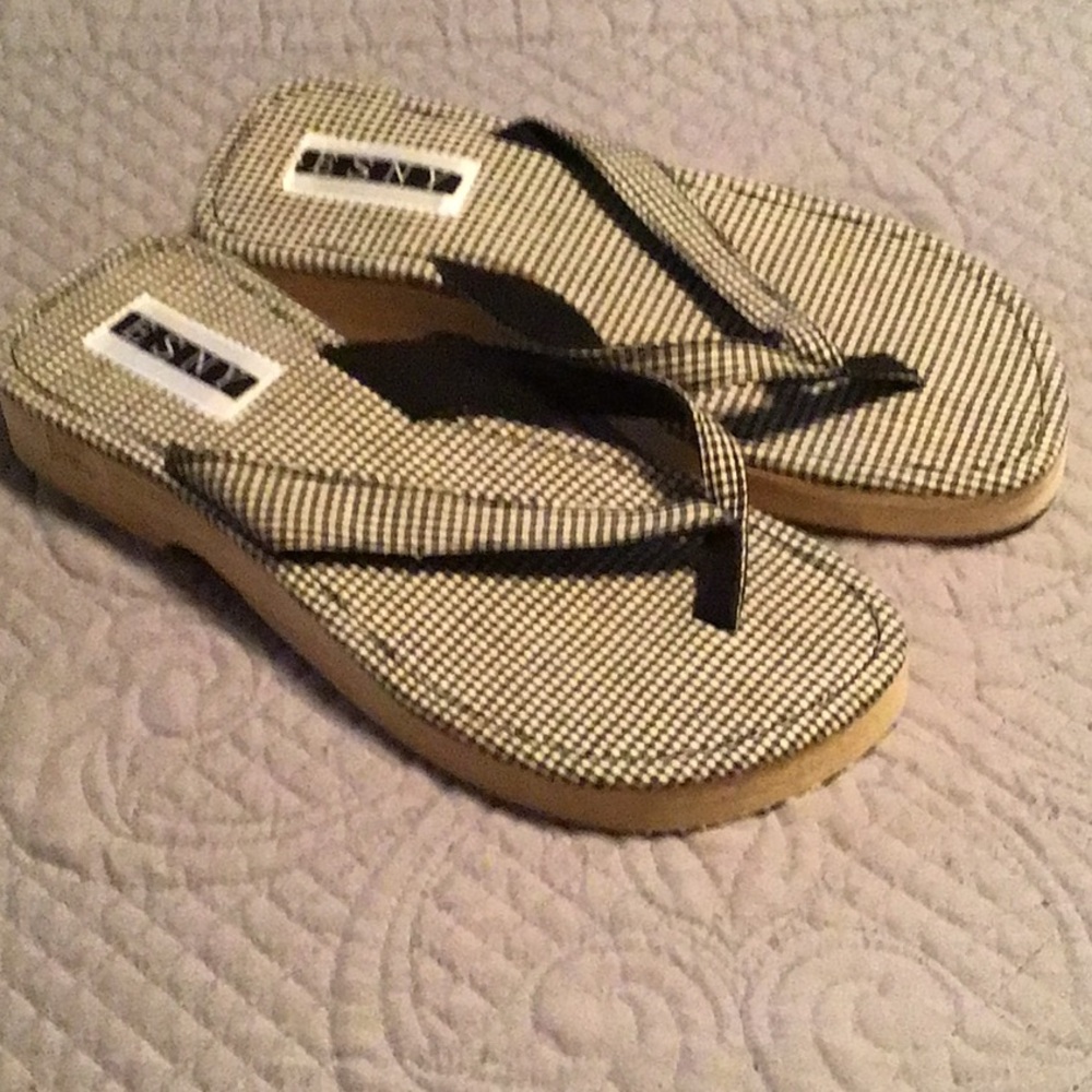 Espy platform wedge flip flop thong sandals.